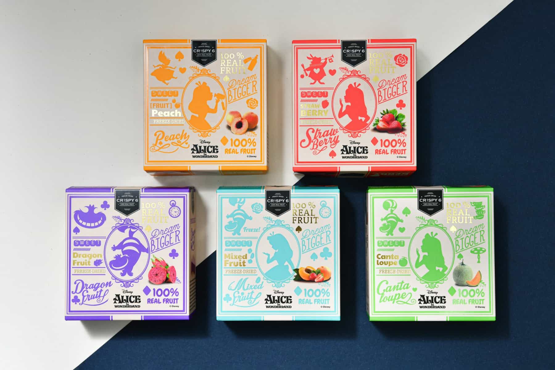 CRISPY 6 Alice in Wonderland Freeze-Dried Fruit Package design