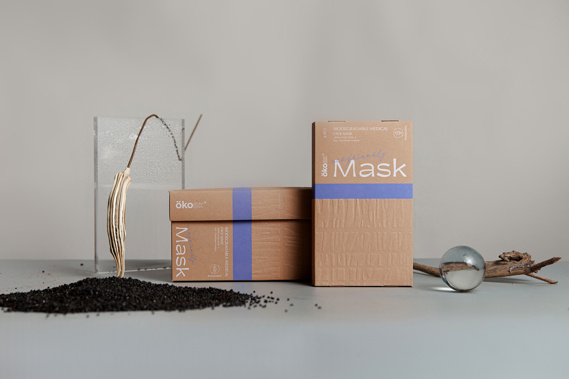 OKOSIX Biodegradable Face Mask | Branding Design & Eco Friendly Packaging