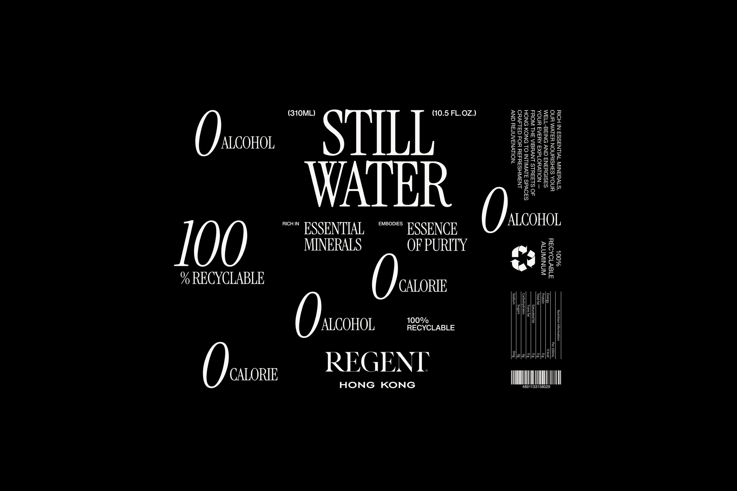 RegentWaterCan_Graphic Regent Hong Kong | Still Water Packaging Design